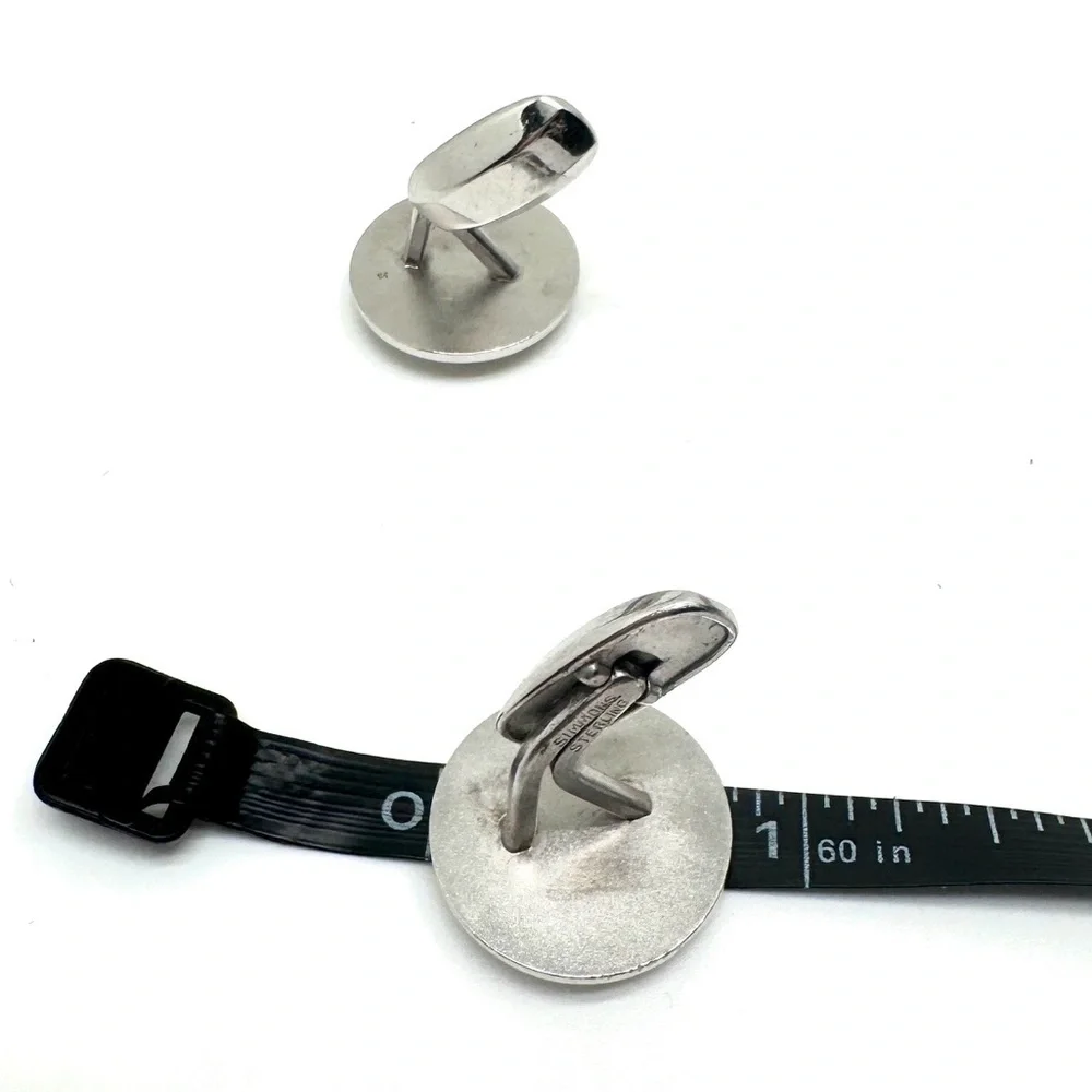 Sterling Silver and Black Onyx Cufflinks by Simmons Midcentury Modern Vintage